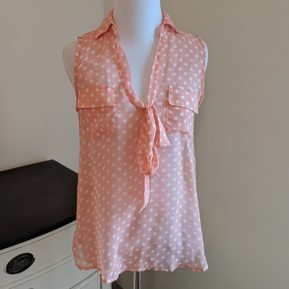 Rue21 Tops - 3 for $15 Pink white polka dot sleeveless blouse